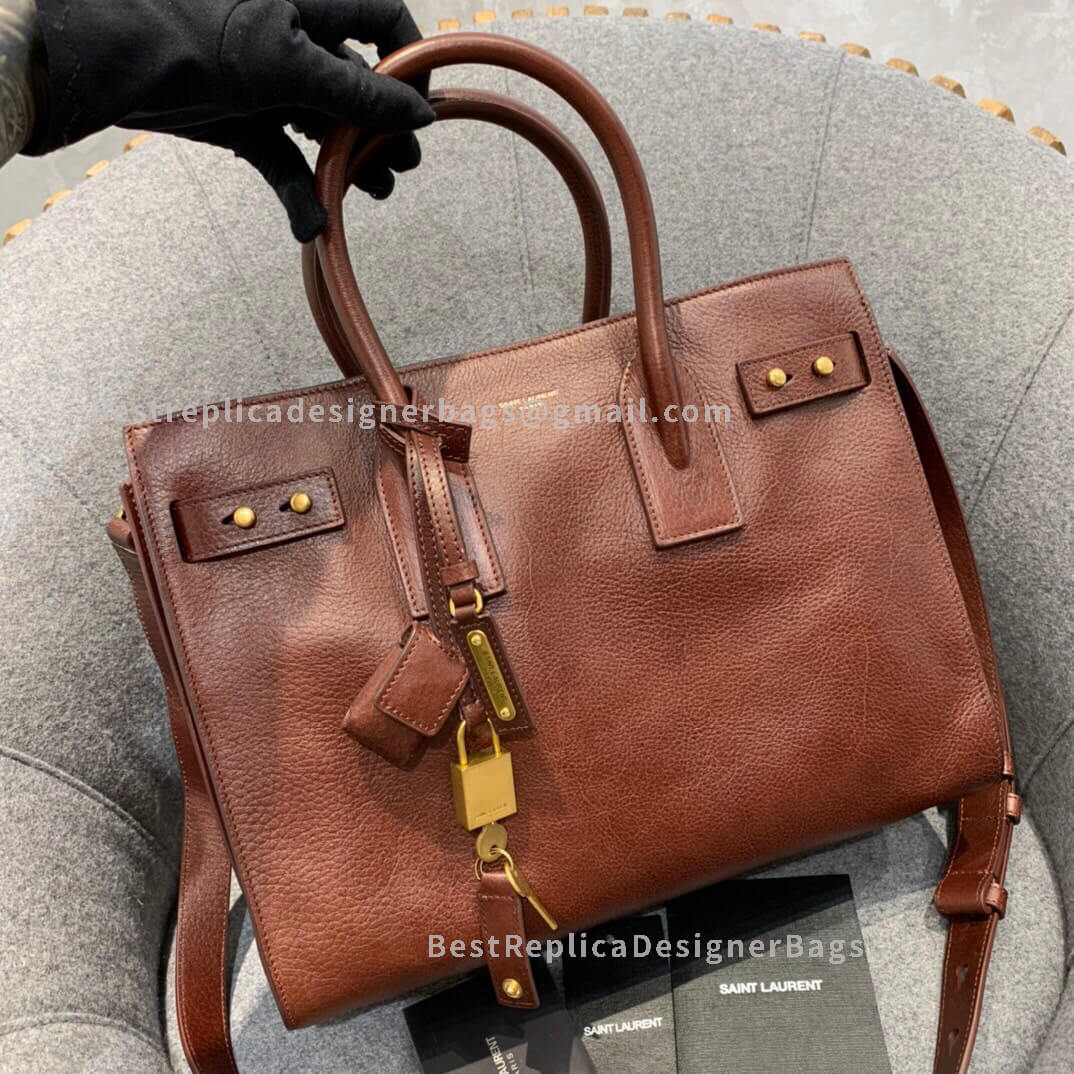 Saint Laurent Classic Sac De Jour Small In Grained Leather Brown GHW 464960